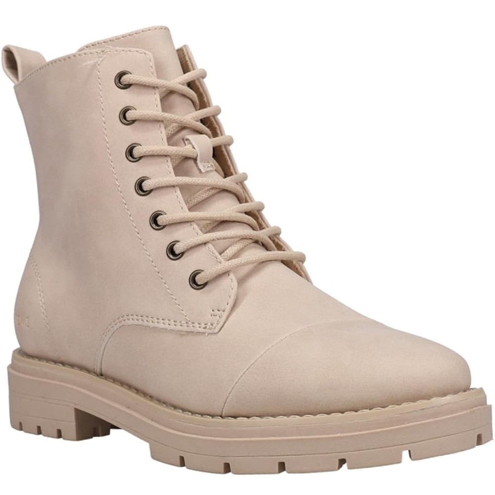 Tom’s Taupe Lace-Up Ankle Combat Boots, 7